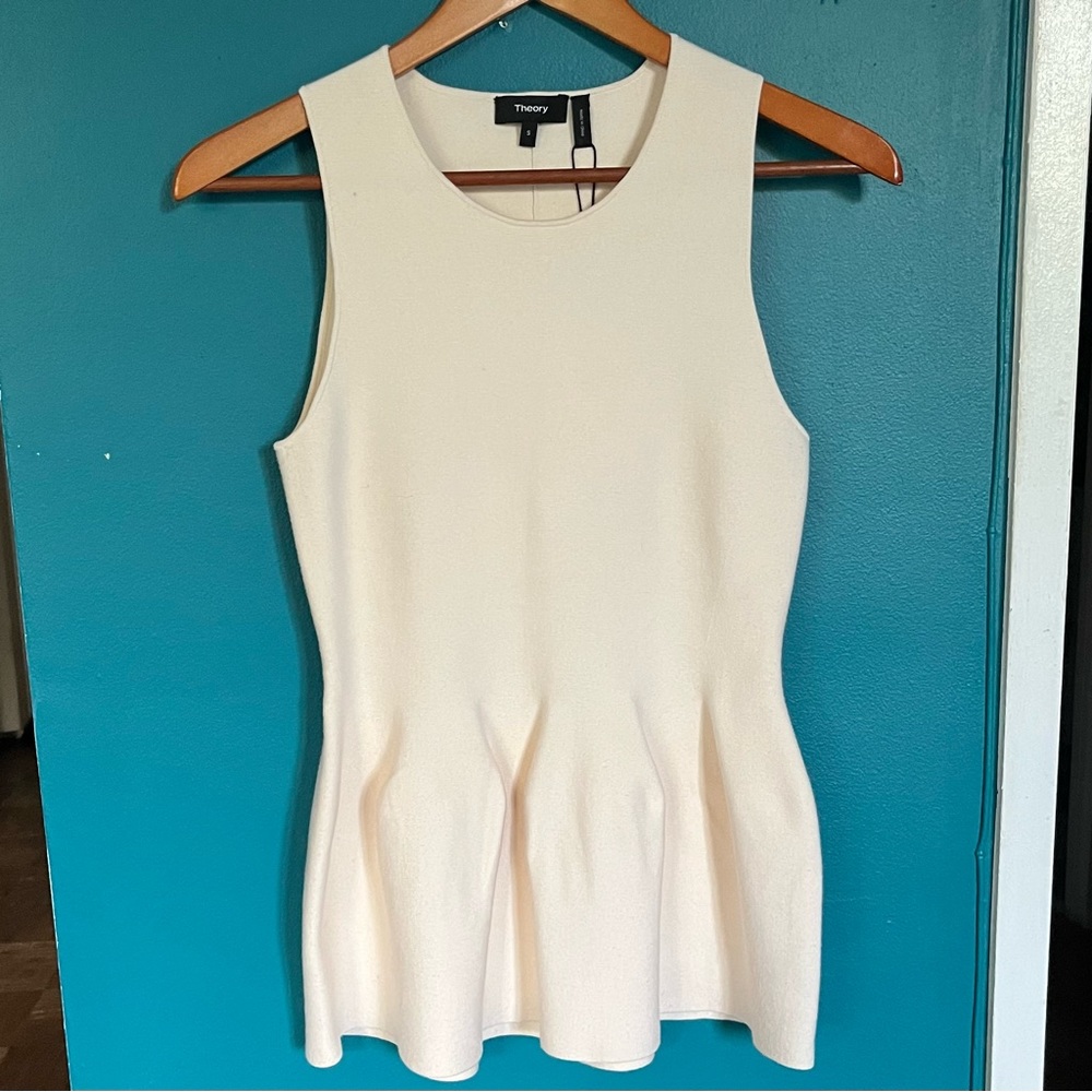 NWT Theory Sleeveless Knit Cream Tank, Size S